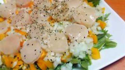 ホタテと夏野菜のカラフルマリネ （2人分）【食育レシピ】