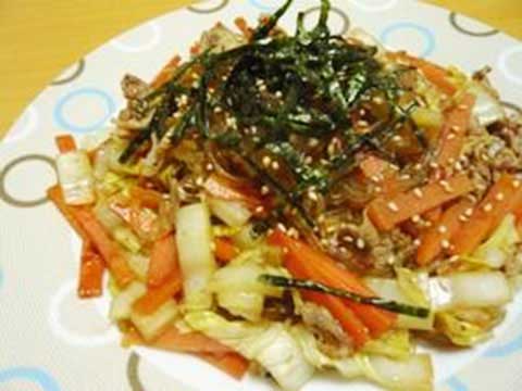 うまみたっぷりチャプチェ風炒め(2人分)【食育レシピ】