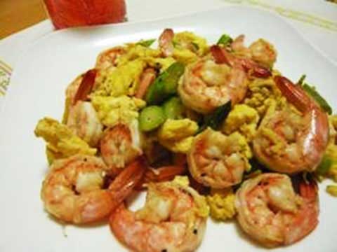 海老とアスパラのさっぱり生姜炒め(2人分)【食育レシピ】