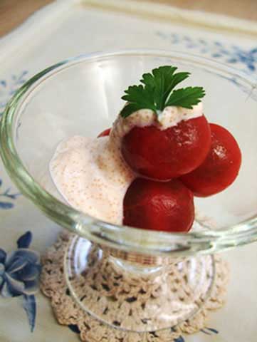 プチトマトの冷製　明太子ソース（2人分）【食育レシピ】