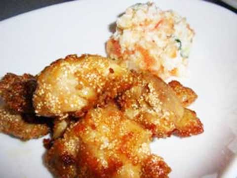 明太鶏から揚げとポテト明太子サラダのコラボ☆（2人分）【食育レシピ】