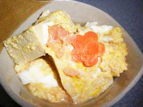 明太子と高野豆腐のたまごとじがけ（2人分）【食育レシピ】